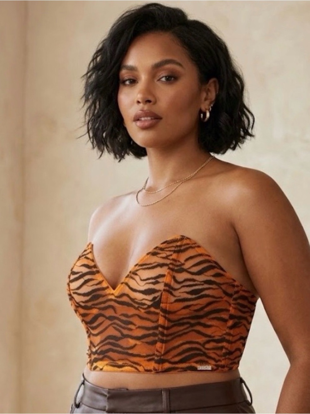 Savage X Fenty All Over Me Lace Bandeau Bralette Tiger Stripe Lace Orange 2X